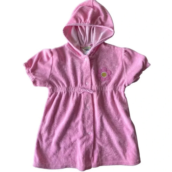 BUNZ KIDZ EUC GIRLS PINK SWIM WEAR BEACH COVERUP SWIM BATHING SUIT SUMMER SIZE 6 - Picture 1 of 4